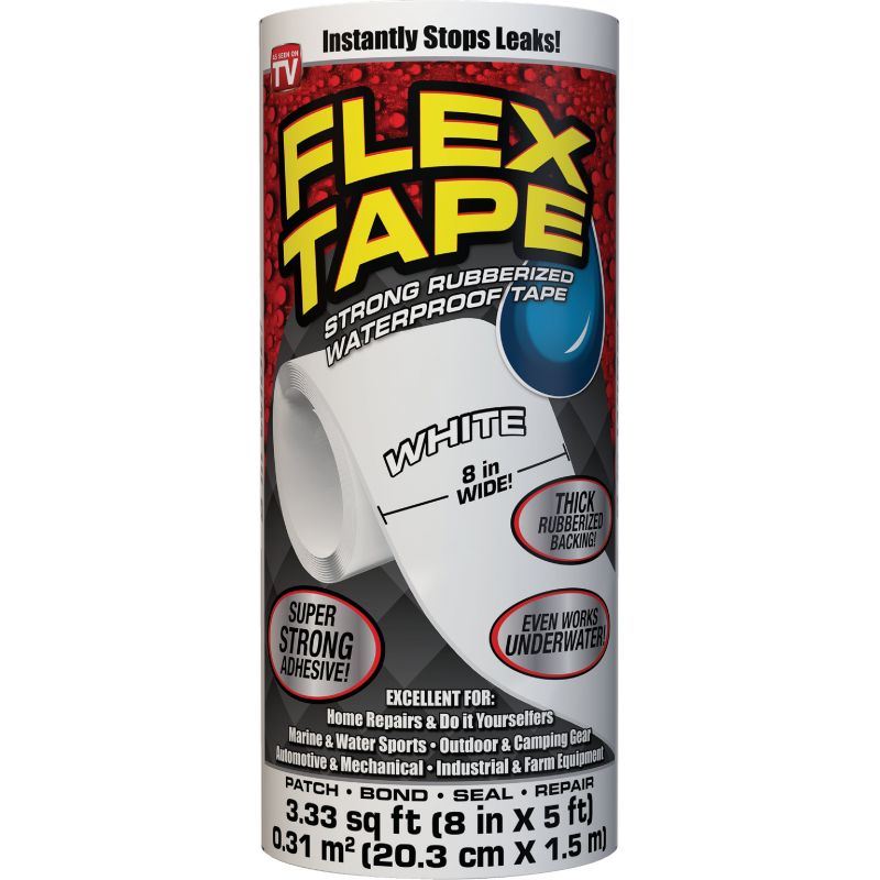 Flex Tape 8&quot; x 5&#039; White Rubberized Repair Tape