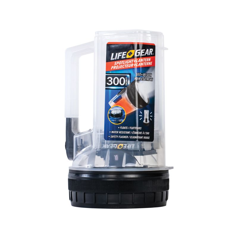 Life+Gear 41-3975 Spotlight and Lantern, AA Battery, LED Lamp, 300 Lumens, 20 hr Max Runtime, Clear Clear