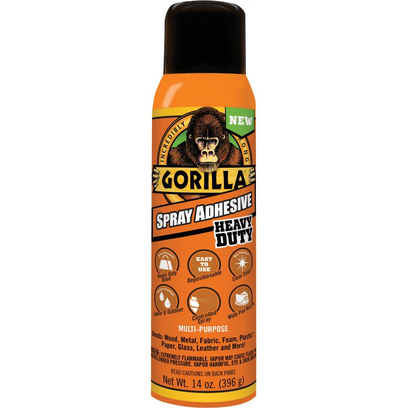 Gorilla Heavy-Duty Multi-Purpose Spray Adhesive Clear, 14 Oz.