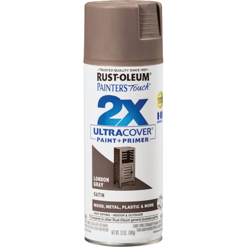 Rust-Oleum Painter&#039;s Touch 2X Ultra Cover Paint + Primer Spray Paint London Gray, 12 Oz.