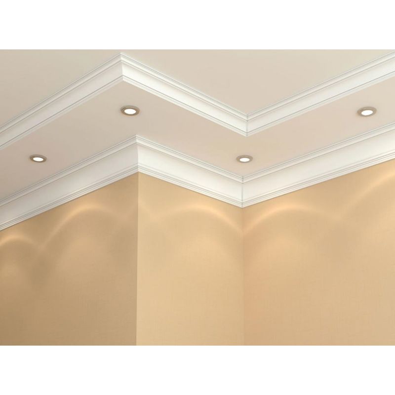 Inteplast Group 81000800504 Cove Moulding, 8 ft L, 11/16 in W, Polystyrene, River Gray, Ceiling Mounting River Gray