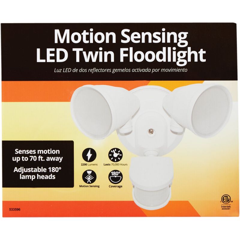 Motion Sensing LED Floodlight Fixture White