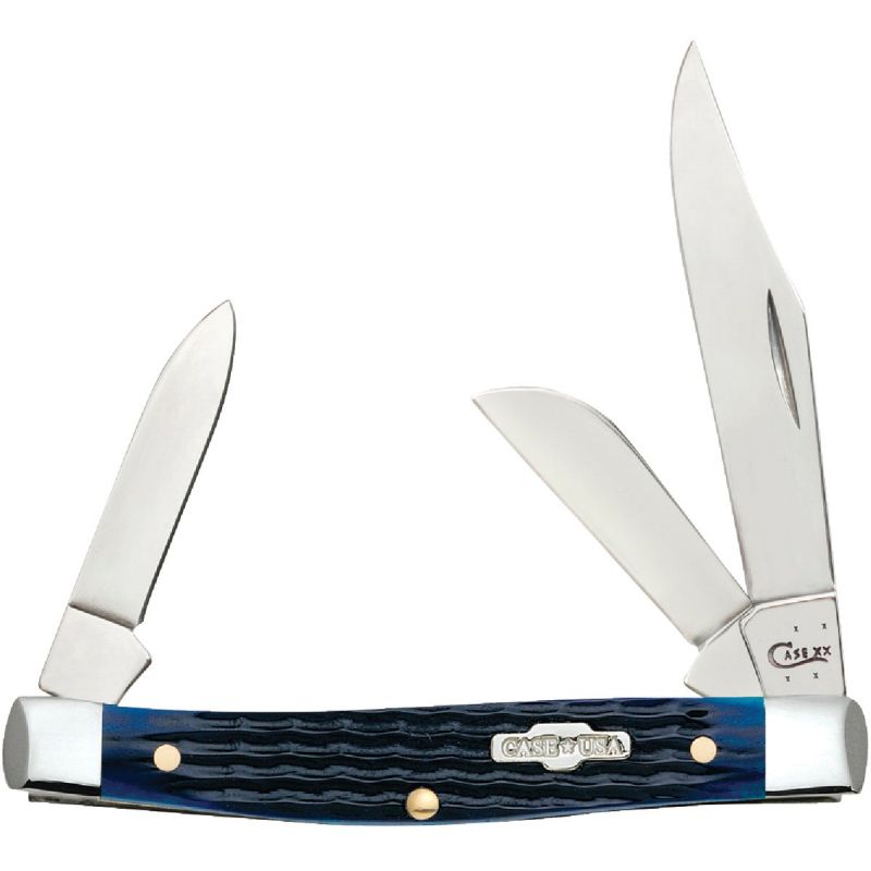 Case Blue Bone Rogers Medium Stockman Folding Knife Blue, 2.42/1.58/1.57
