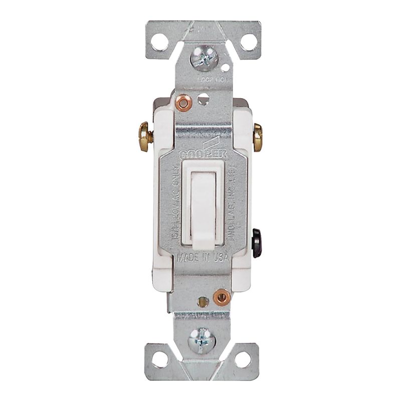 Eaton Wiring Devices 1303W-BOX Toggle Switch, 15 A, 120 V, Polycarbonate Housing Material, White White