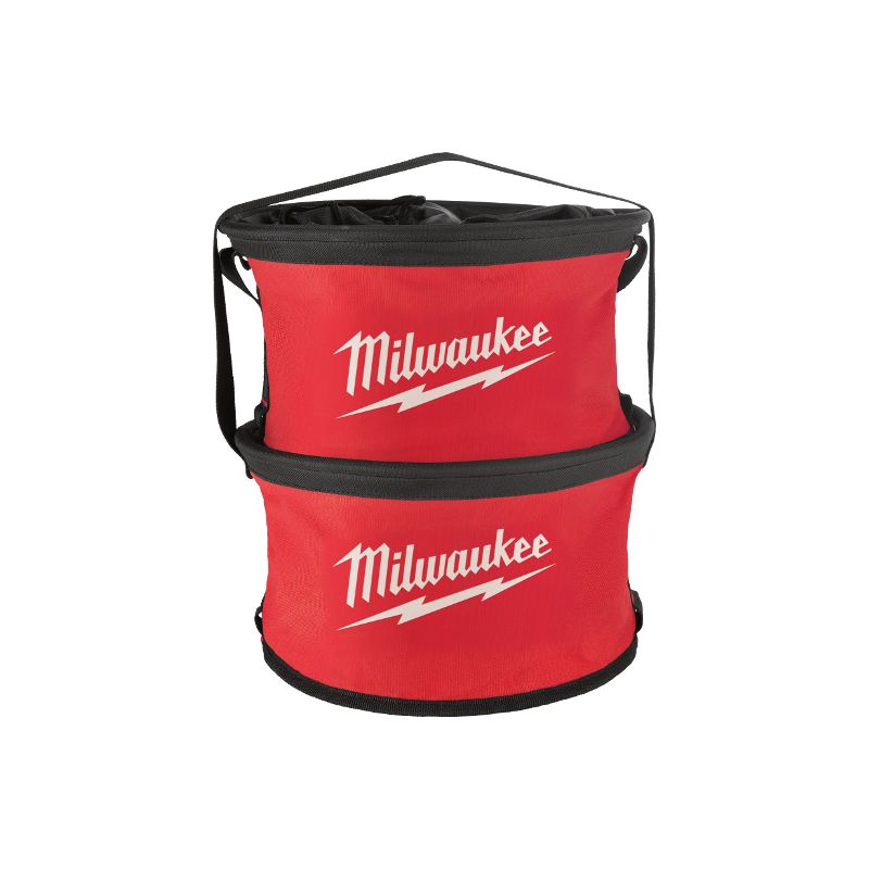 Milwaukee 48-22-8170 Parachute Organizer Bag, 1.97 in W, 11.81 in D, 11.02 in H, 9-Pocket, Canvas, Black/Red Black/Red