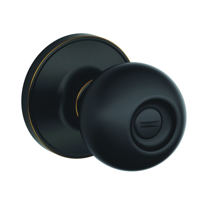 Schlage Corona Series J40 CNA 716 Privacy Lockset, Round Design, Knob Handle, Aged Bronze, Metal, Interior Locking