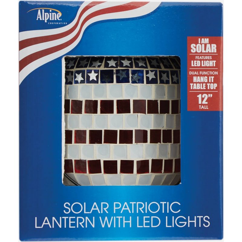 Alpine Patriotic Americana Solar LED Patio Lantern Multi (Pack of 4)