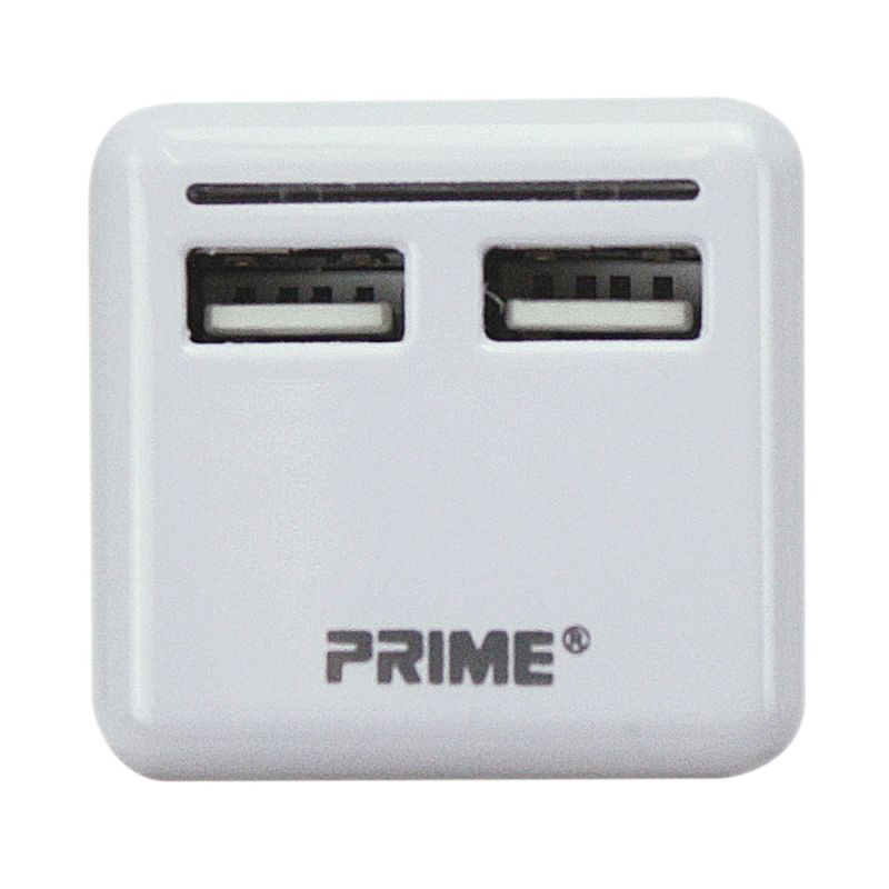 PowerZone ORUSB340 AC Compact USB Charger with Light, 3.4 A, 2-USB Port, White White