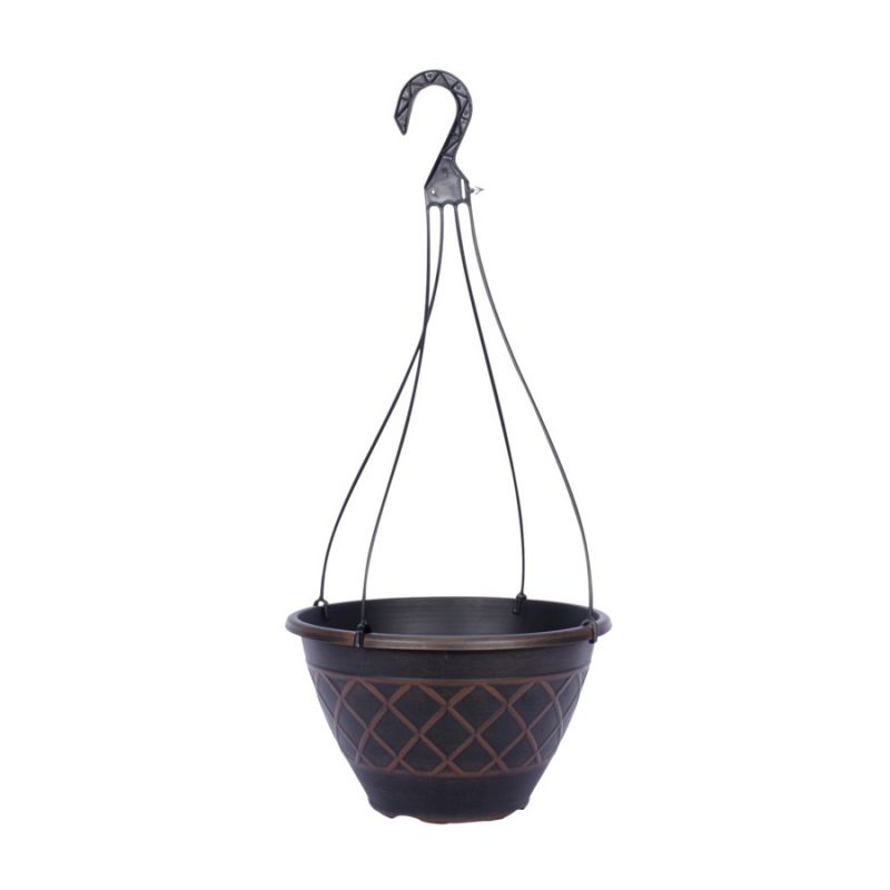 Southern Patio HDR-054825 Hanging Basket Planter, 12 in H, Resin, Brown Brown