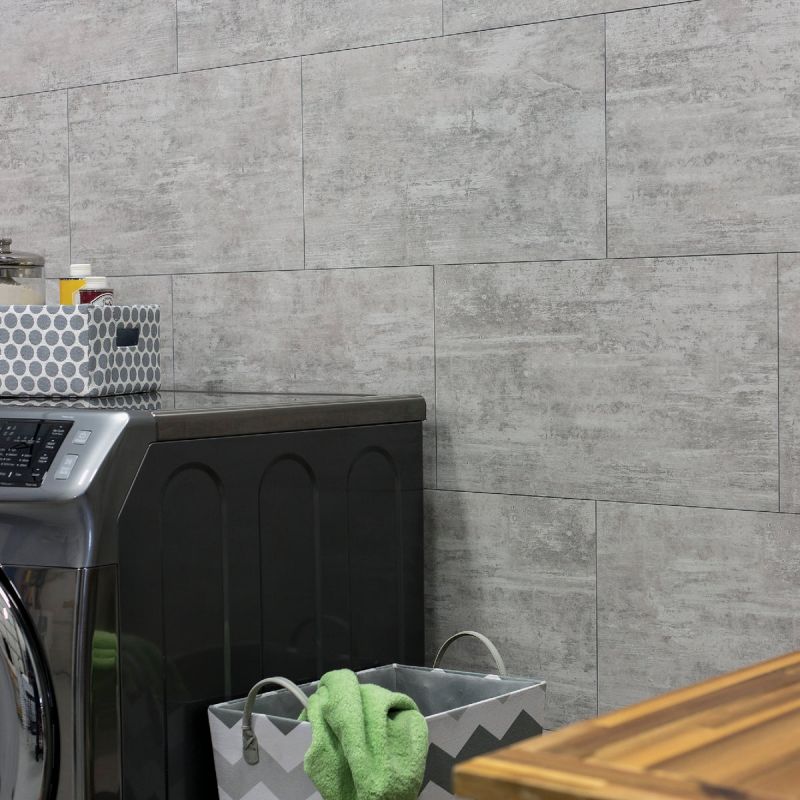 DumaWall+ Waterproof Interlocking Wall Tile 25.6 In. X 14.8 In. X 5 Mm, Smoked Steel