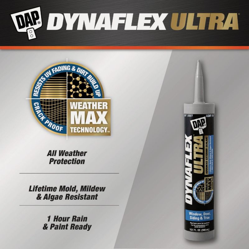 Dap Dynaflex Ultra Advanced Exterior Elastomeric Sealant Light Gray, 10.1 Oz.