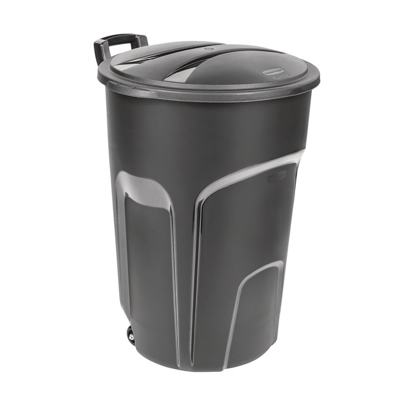 Rubbermaid 1878129 Trash Can, 32 gal Capacity, Plastic, Black 32 Gal, Black