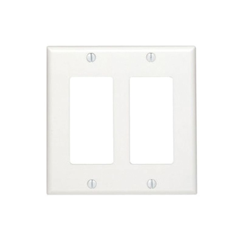 Leviton 80409-NW Wallplate, 4-1/2 in L, 4.56 in W, 2 -Gang, Nylon, White White