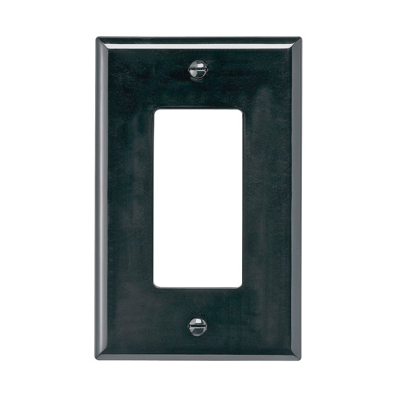Eaton Wiring Devices PJ26BK Wallplate, 4-7/8 in L, 3-1/8 in W, 1 -Gang, Polycarbonate, Black, High-Gloss Black