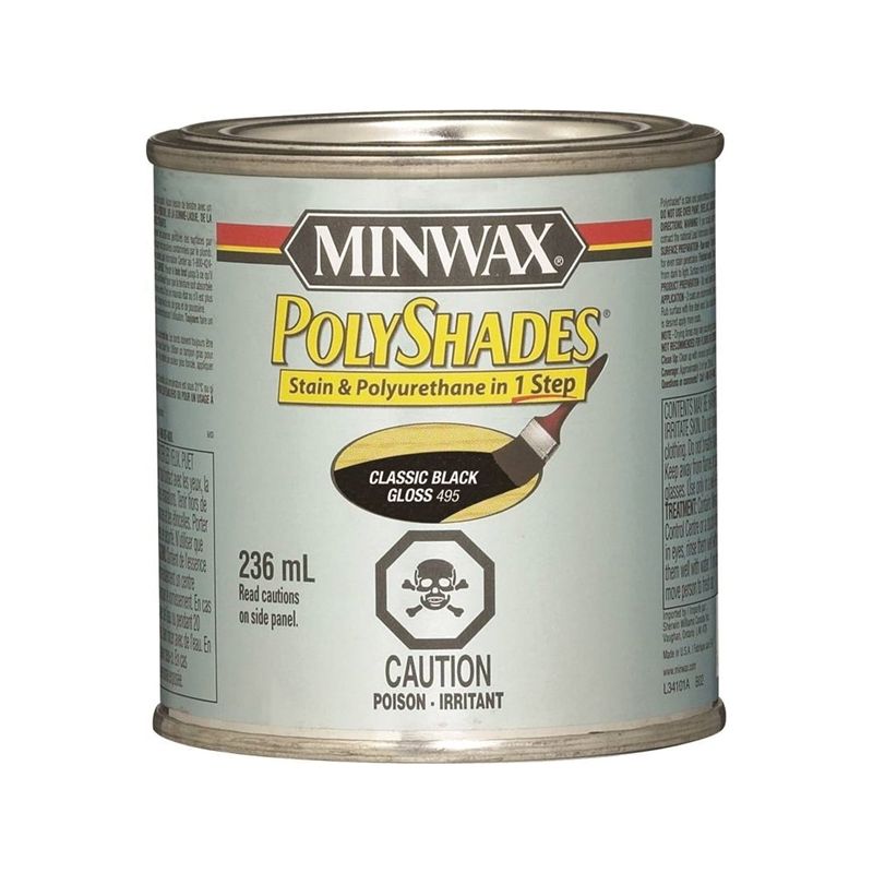 Minwax PolyShades CM3495144 Polyurethane, Gloss, Liquid, Classic Black, 236 mL Classic Black