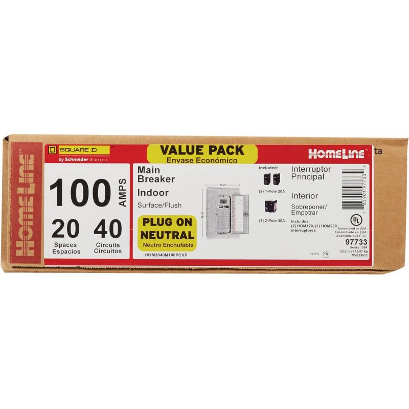 Square D Homeline Main Breaker Plug-on Neutral Load Center Remodeler Pack 100