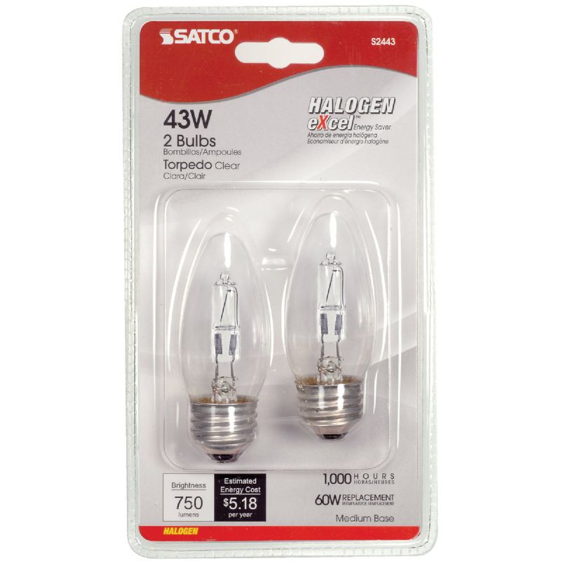 Satco Blunt Tip Medium Halogen Decorative Light Bulb