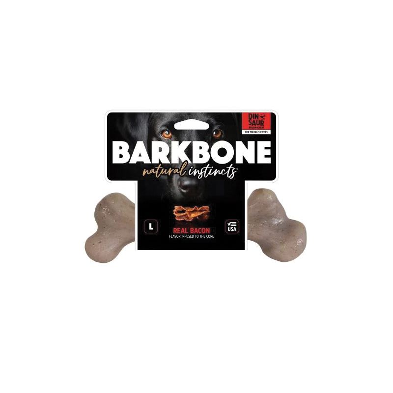 Pet Qwerks BarkBone Natural Instincts 36027 Dog Toy, L, Real Bacon, Chew, Nylon L