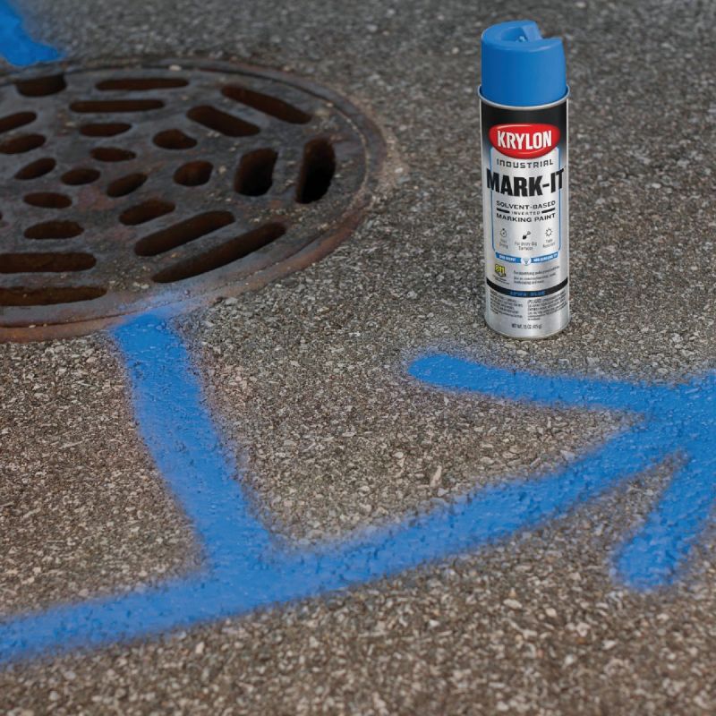 Krylon Mark-It Inverted Marking Spray Paint APWA Blue, 15 Oz.