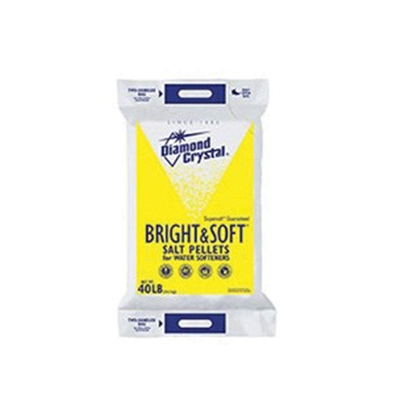 Cargill Diamond Crystal Bright &amp; Soft 100012407 Salt Pellets, 40 lb Bag, Crystalline Solid, Halogen