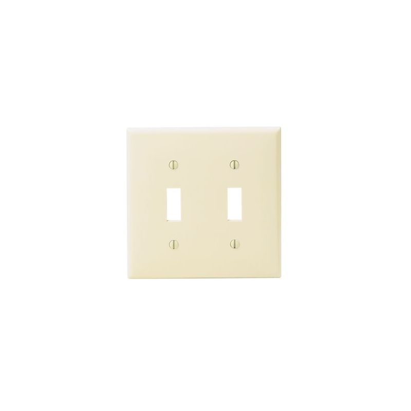 Leviton 001-80709-00I Wallplate, 4-1/2 in L, 2-3/4 in W, 2 -Gang, Nylon, Ivory, Smooth Ivory