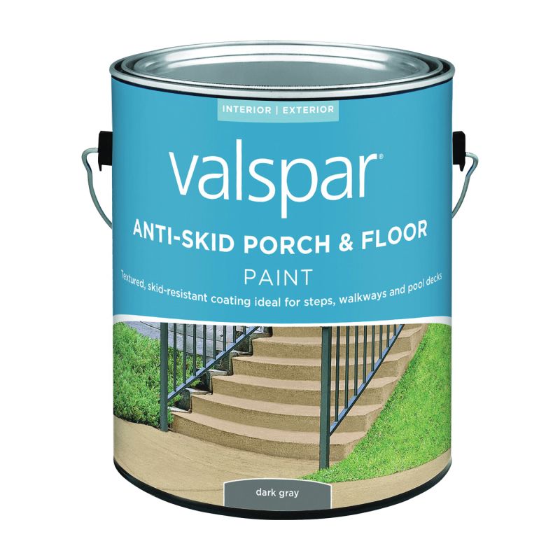 Valspar 024.0082031.007 Porch and Floor Paint, Dark Gray, 1 gal, 100 sq-ft/gal Coverage Area Dark Gray