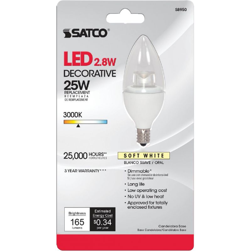 Satco B11 Candelabra LED Decorative Light Bulb