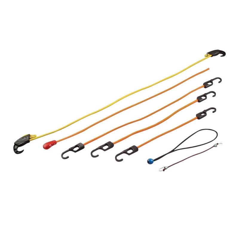 ProSource FH64076 Stretch Cord Set, Polypropylene, Black/Orange, Hook End Black/Orange