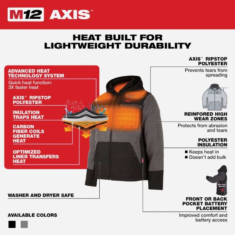 Milwaukee M12 Axis Heated Jacket Kit 2XL, Black