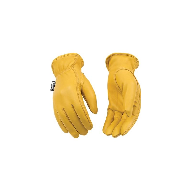 Kinco 90W-M Driver Gloves, Women&#039;s, M, Keystone Thumb, Easy-On Cuff, Grain Deerskin Leather, Gold M, Gold