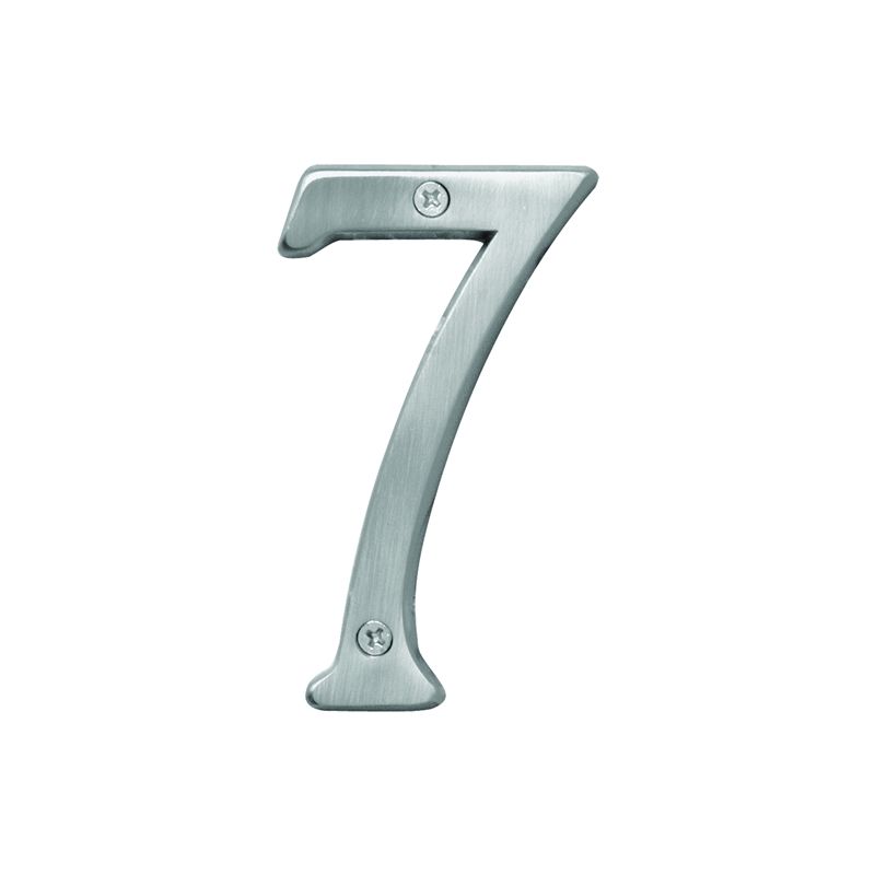 Hy-Ko Prestige Series BR-43SN/7 House Number, Character: 7, 4 in H Character, Nickel Character, Brass