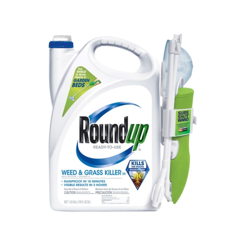 Roundup 5200510 Weed and Grass Killer, Liquid, Spray Application, 1.33 gal Bottle Hazy