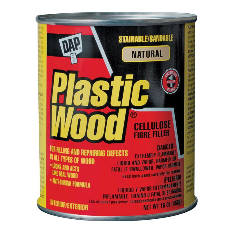 DAP Plastic Wood 21506 Wood Filler, Paste, Strong Solvent, Natural, 16 oz Natural