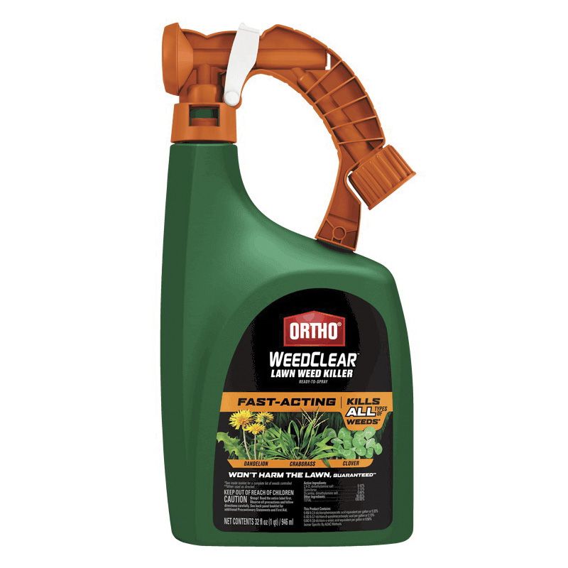 Ortho WEEDCLEAR 447805 Lawn Weed Killer, Liquid, Spray Application, 32 oz Bottle Dark Brown