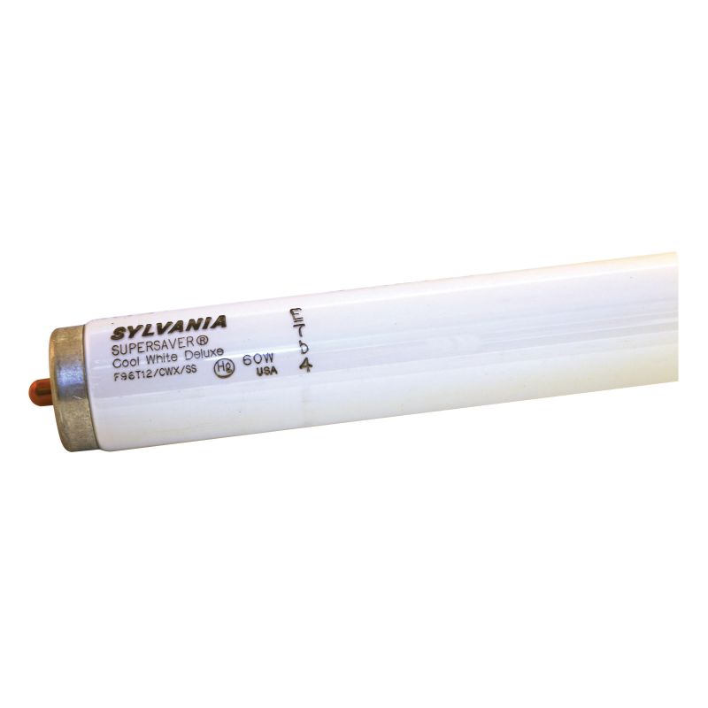 Sylvania 23503 Fluorescent Bulb, 60 W, T12 Lamp, Single Pin Lamp Base, 3390 Lumens, 4100 K Color Temp, Cool White Light