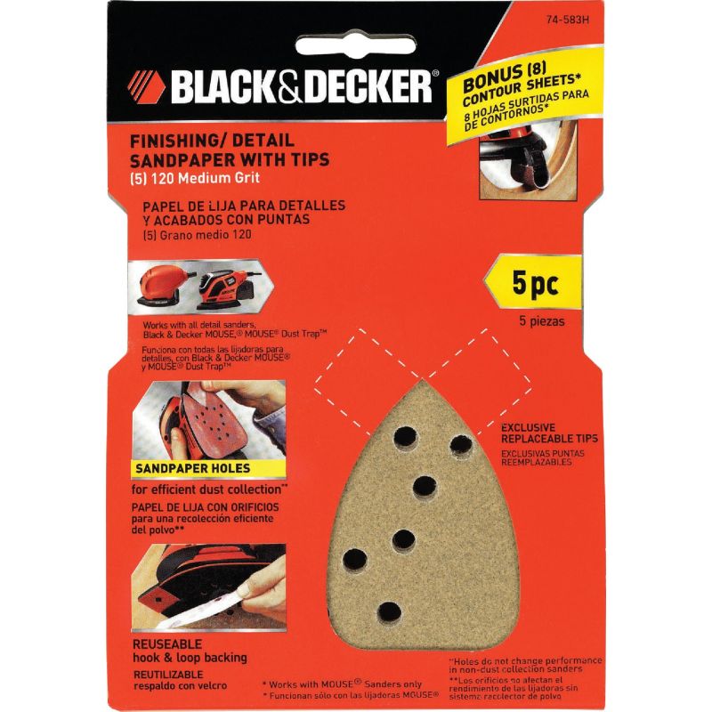 BLACK & DECKER MOUSE SANDER PADS MOUSE SANDING SHEET 60 GRIT QTY 40