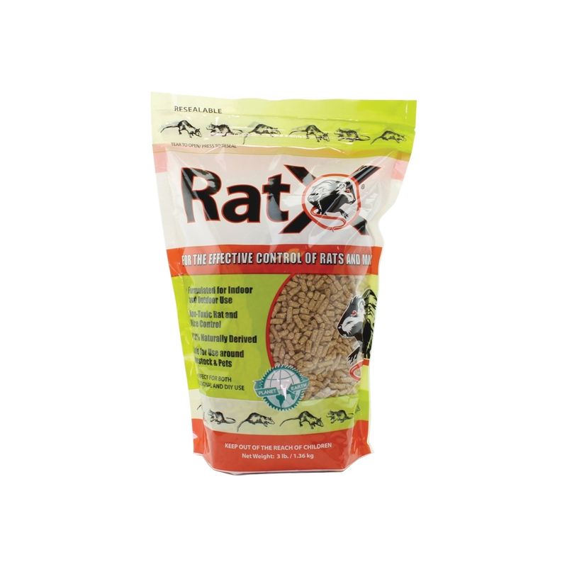 RatX 620102 Rodent Bait, Pellet, 3 lb Bag Gray/Tan
