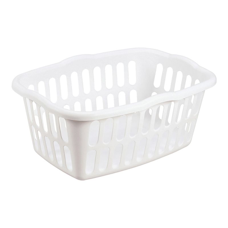 Sterilite 12458012 Laundry Basket, 1.5 bu Capacity, Plastic, White, 1-Compartment 1.5 Bu, White