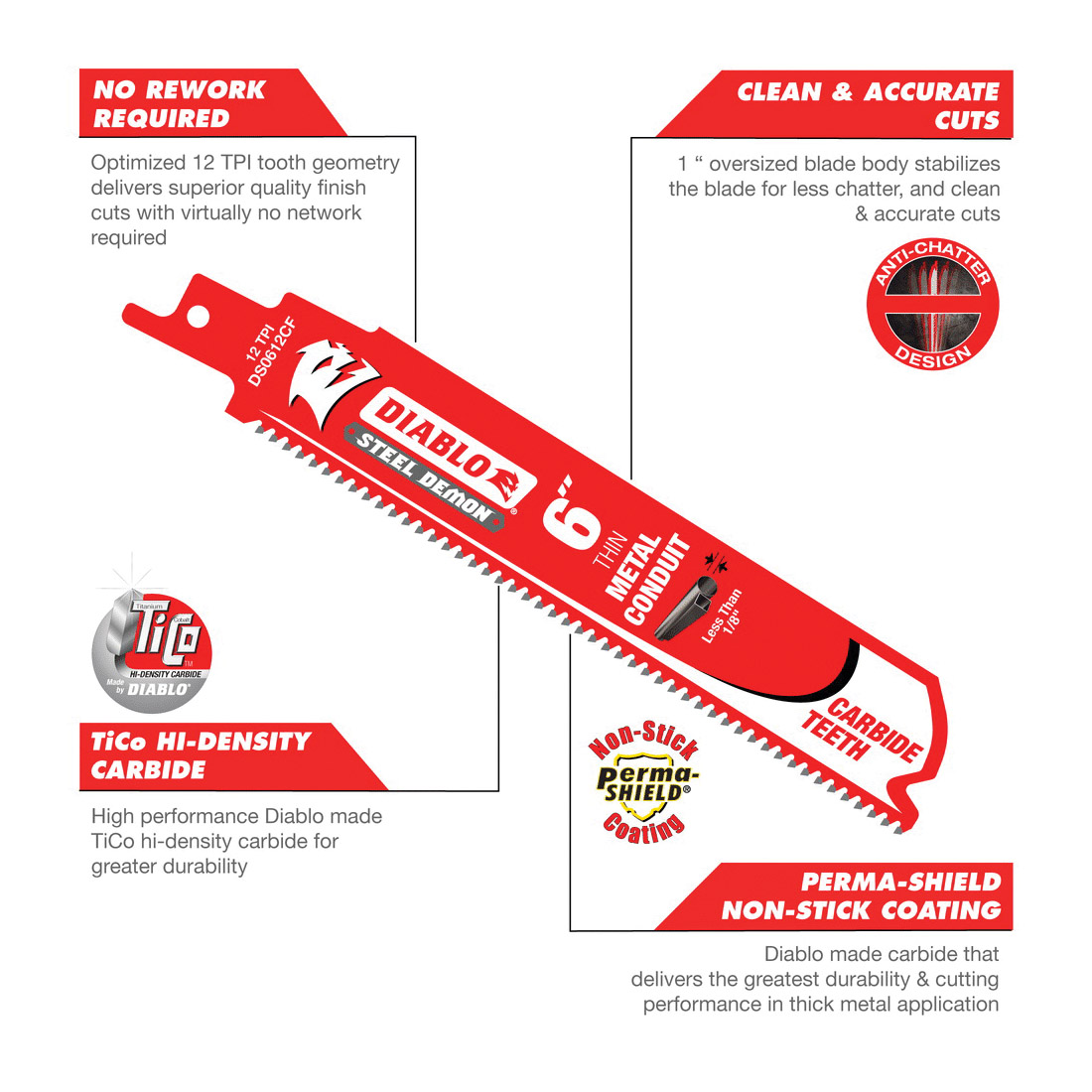 Buy Diablo Steel Demon DS0612CF Reciprocating Saw Blade 2 in W 6