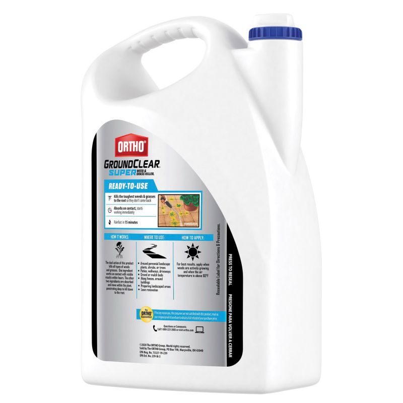 Ortho GroundClear 4652905 Weed and Grass Killer, Liquid, Light Yellow, 1 gal Jug Light Yellow