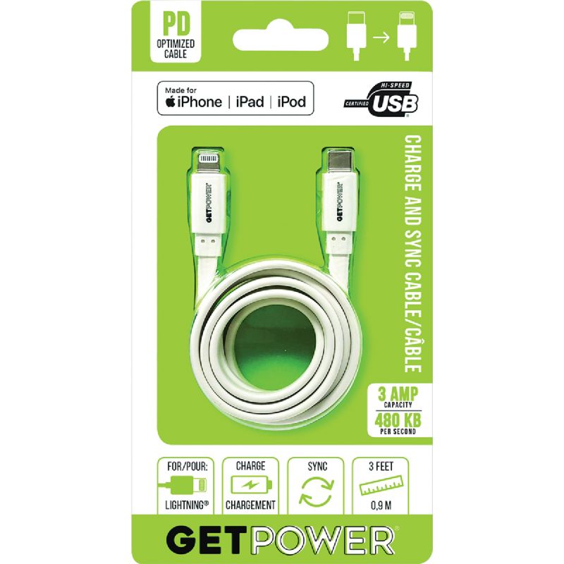 GetPower Power Delivery USB Charging &amp; Sync Cable White