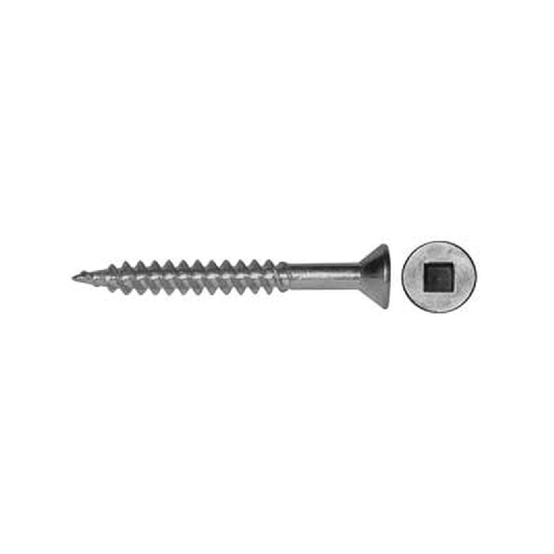 Reliable FKWZ858MR Screw, #8-15 Thread, 5/8 in L, Full, Twin Lead Thread, Flat Head, Square Drive, Steel, Zinc
