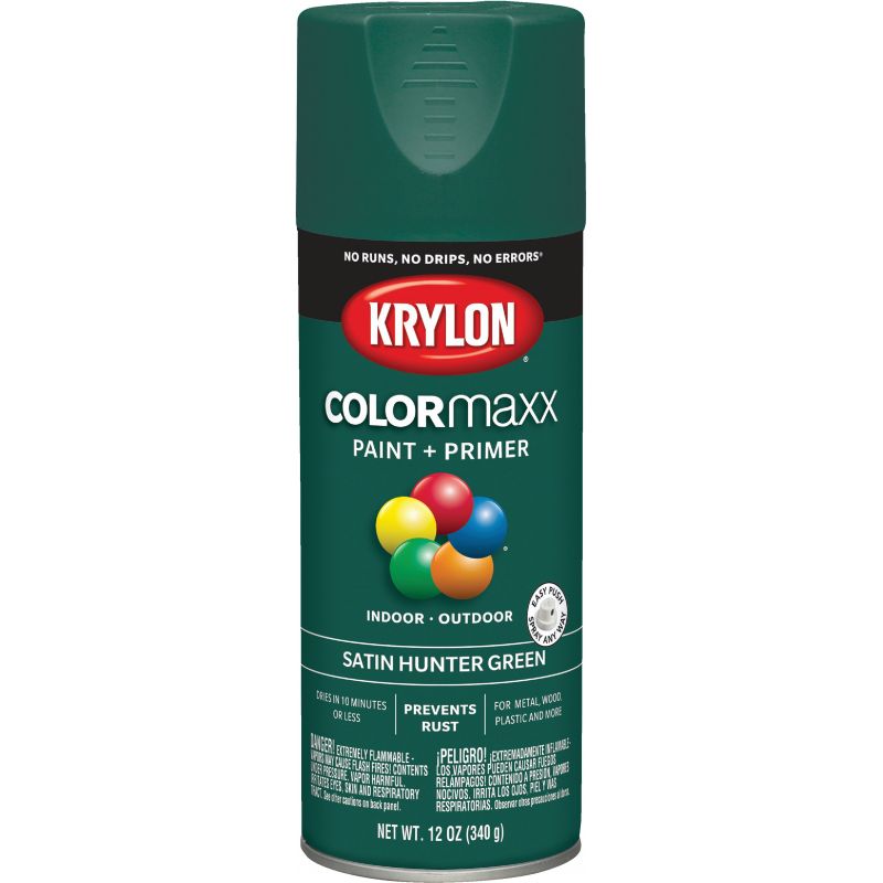 Krylon ColorMaxx Spray Paint + Primer Hunter Green, 12 Oz.