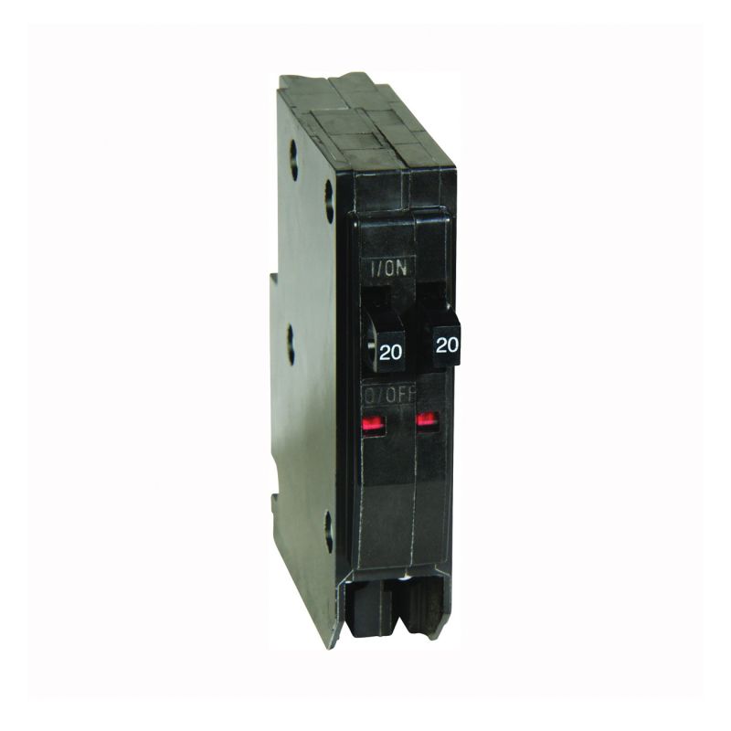 Square D QO QOT2020CP Circuit Breaker, Mini, Tandem, 20 A, 1 -Pole, 120/240 V, Plug Mounting, Black Black