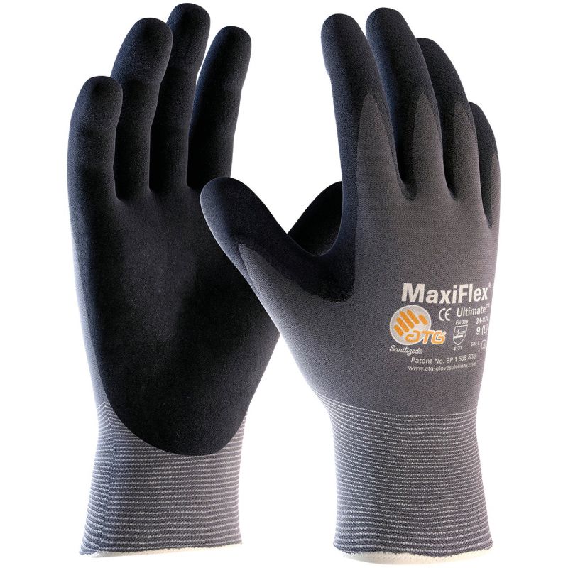 MaxiFlex Ultimate Coated Work Gloves XS, Black &amp; Gray