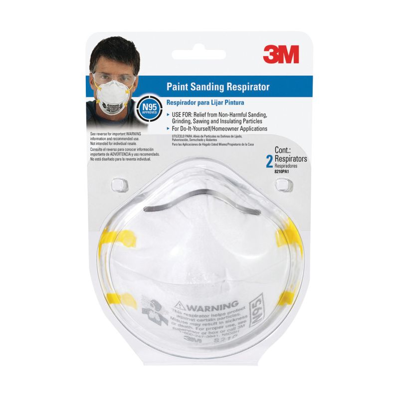 3M TEKK Protection 8210PA1-A/8654 Paint Sanding Respirator, N95 Filter Class, White White
