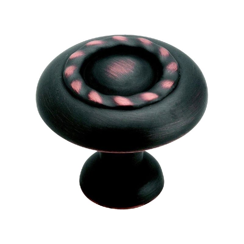 Amerock Inspirations Series TPK1585ORB Cabinet Knob, 1-1/16 in Projection, Zinc, Oil-Rubbed Bronze 1-1/4 In Dia, Classic, Rustic