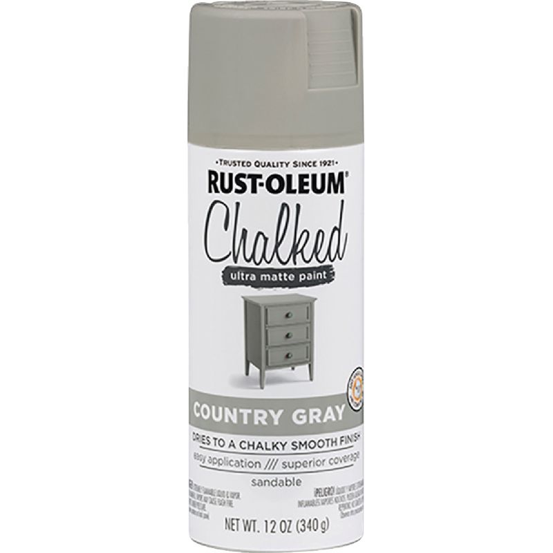 Rust-Oleum Chalked Ultra Matte Spray Paint Country Gray, 12 Oz.