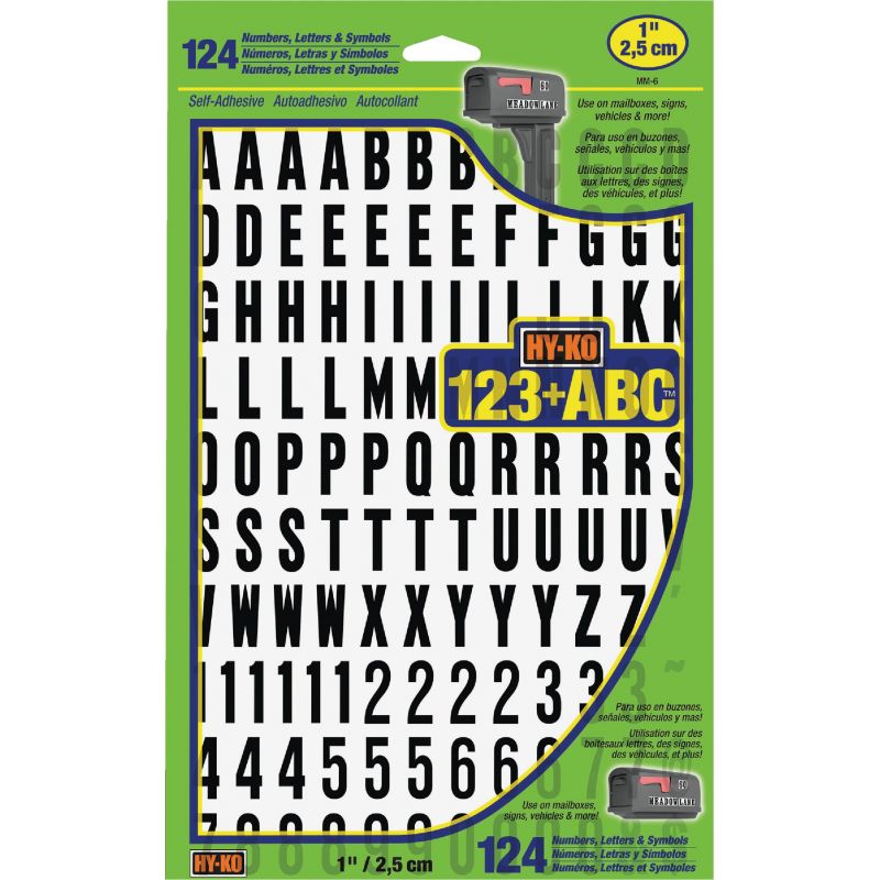Hy-Ko Polyester Numbers, Letters &amp; Symbols Black