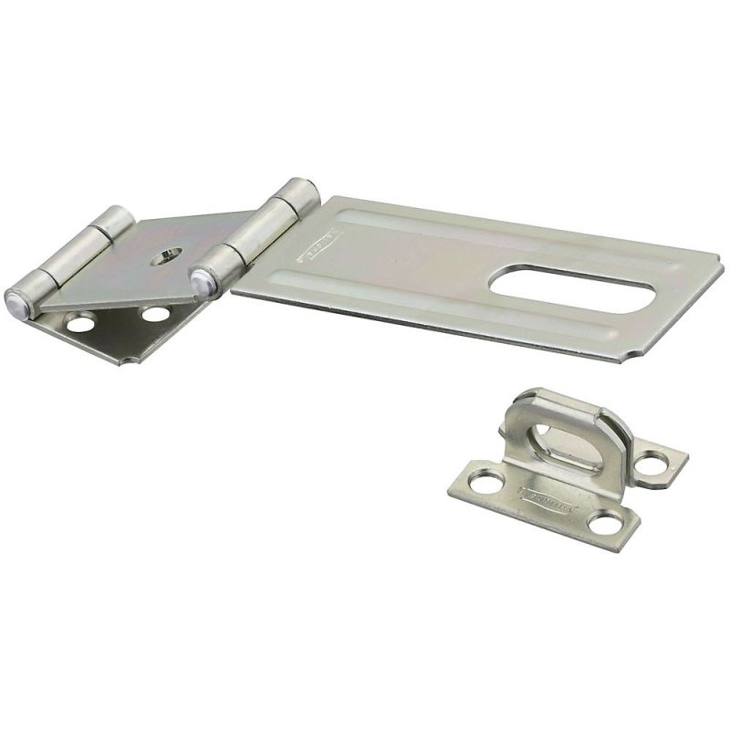 National Hardware V34 Series N103-291 Safety Hasp, 4-1/2 in L, 1-1/2 in W, Steel, Zinc, Non-Swivel Staple